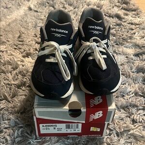 New Balance Kids' Navy and White Sneakers